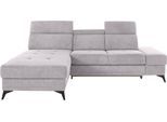 Ecksofa OTTO HOME "Cardiz L-Form", silber, B:246cm H:83cm T:173cm, Webstoff (100% Polyester);Luxus-Microfaser Paris (90% Polyester/10% Polyamid);Struktur fein (100% Polyester);Samtoptik (100% Polyester), Sofas, Ecksofa, inkl.Kopfteilverstellung und Federkern wahlweise mit Schlaffunktion