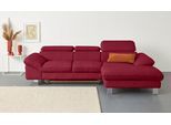 Ecksofa COTTA "Driver L-Form, B:268 cm, moderne Couch mit Wellenunterfederung", rot (coral), B:268cm H:73cm T:169cm, LEDER BEEFY (ein abgedecktes Spalt-Rindsleder) im Sitz und Rücken (Korpus in Kunstleder);Luxus-Kunstleder;Kunstleder SOFTLUX;Leder Pampas (echtes Rindsleder), Rückseite mit schwarzem Spannstoff bezogen, Sofas, Ecksofa, Kopfteilverstellung, optional Schlaffunktion & Bettkasten
