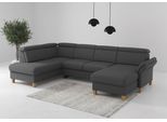 Wohnlandschaft OTTO HOME "Glendale, U-Form", grau (dunkelgrau), B:321cm H:84cm T:193cm, 95% Polyester, 5% Polyamid, Sofas, Wohnlandschaft, inkl. Kopfteilverstellung, wahlweise mit Vorziehsitz und Bettkasten