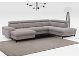 Wohnlandschaft COTTA "Emma U-Form, B: 328 cm", grau (stone), B:328cm H:97cm T:215cm, Sofas, Wohnlandschaft, mit Kopfteilverstellung, optional Schlaffunktion & Bettkasten