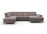 Wohnlandschaft SIT & MORE "Cabrio U-Form, B: 359 cm, mit Sitztiefen-, Arm- & Kopfteilverstellung", braun (savannah), B:359cm H:87cm T:230cm, 100% Polyester, Sofas, Wohnlandschaft, 3 Nierenkissen, Federkern, optional Schlaffunktion und Stauraum