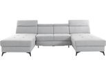 Wohnlandschaft OTTO HOME "Cardiz U-Form", grau (hellgrau), B:296cm H:83cm T:173cm, Webstoff (100% Polyester);Luxus-Microfaser Paris (90% Polyester/10% Polyamid);Struktur fein (100% Polyester);Samtoptik (100% Polyester), Sofas, Wohnlandschaft, inkl.Kopfteilverstellung und Federkern wahlweise mit Schlaffunktion