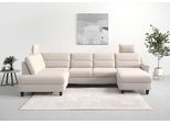 Wohnlandschaft SIT & MORE "Farö U-Form", grau (elephant), B:325cm H:90cm T:187cm, Sofas, Wohnlandschaft, inklusive Federkern, wahlweise mit Schlaffunktion und Bettkasten