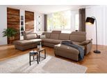 Wohnlandschaft OTTO HOME "Mauritius U-Form", braun, B:354cm T:232cm, Struktur fein (100% Polyester);Luxus-Microfaser Lederoptik (100% Polyester);Soft clean (98% Polyester, 2% Polyamid), Sofas, Wohnlandschaft, mit Kopfteil- und Armlehnverstellung, wahlweise mit Schlaffunktion