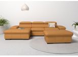 Ecksofa OTTO HOME "Alberto L-Form", gelb (curry), B:286cm H:73cm T:174cm, Luxus-Microfaser Lederoptik (100% Polyester);Luxus-Microfaser ALTARA NUBUCK (100% Polyester);Luxus-Microfaser weich (90% Polyester, 10% Polyamid);Microfaser Antiklederoptik, Sofas, Ecksofa, mit Kopfteilverstellung, wahlweise mit Schlaffunktion