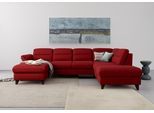 Wohnlandschaft SIT & MORE "Mellum U-Form", rot (bordeaux), B:306cm H:87cm T:212cm, 100% Polyester, Sofas, Wohnlandschaft, Federkern, wahlweise mit Schlaffunktion, Stauraum und Armteilfunktion