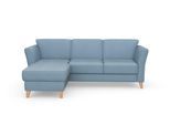 Ecksofa SIT & MORE "Visby L-Form", blau (hellblau), B:248cm H:87cm T:162cm, Sofas, Ecksofa, Wahlweise mit Schlaffunktion und Bettkasten, frei im Raum stellbar