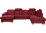 Wohnlandschaft HOME AFFAIRE "Dundee U-Form", rot (bordeaux), B:338cm H:86cm T:219cm, Luxus-Microfaser Florence (100% Polyester), Sofas, Wohnlandschaft, wahlweise mit Kopfteilverstellung und zusätzlich mit Schlaffunktion