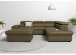 Ecksofa OTTO HOME "Alberto L-Form", grün (olive), B:272cm H:73cm T:226cm, Luxus-Microfaser Lederoptik (100% Polyester);Luxus-Microfaser weich (9)0% Polyester / 10% Polyamid;Luxus-Microfaser Vintageoptik (100% Polyester);Microfaser Antiklederoptik (100% Polyester), Sofas, Ecksofa, mit Kopfteilverstellung, wahlweise mit Schlaffunktion