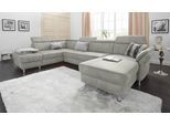 Wohnlandschaft SIT & MORE "Avignon U-Form", grau (hellgrau), B:331cm H:97cm T:228cm, Flachgewebe (90% Polyester, 10% Polyamid);Luxus-Microfaser (100% Polyester);Struktur (100% Polyester), Sofas, Wohnlandschaft, optional Schlaffunktion & Stauraum, inklusive Kopfteilverstellung