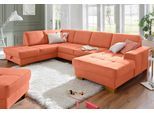 Wohnlandschaft OTTO HOME "Puccini U-Form", orange (terra), B:340cm H:86cm T:224cm, Luxus-Microfaser (100% Polyester);Luxus-Microfaser ALTARA NUBUCK (100% Polyester);Luxus-Microfaser Lederoptik (100% Polyester), Sofas, Wohnlandschaft, mit Federkern, Sitztiefenverstellung, Kontrastnaht