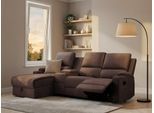 Ecksofa OTTO HOME "NAPORI Microfaser, Multimediasofa, 3er Kinosessel XXL, L-Form", braun (dunkelbraun), B:240cm H:102cm T:155cm, 100% Polyester, Sofas, Ecksofa, Kinosofa, manuelle o. elektr. Relaxfunktion, Staufach, Getränkehalter