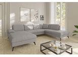 Wohnlandschaft SIT & MORE "Morris Jubi U-Form, B: 300 cm", grau (hellgrau), B:300cm H:83cm T:202cm, 95% Polyester, 5% Polyamid, Sofas, Wohnlandschaft, mit Armteilfunktion & 1 Zierkissen, optional Schlaffunktion