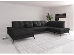 Wohnlandschaft SIT & MORE "Amica, U-Form, inkl. Sitztiefenverstellung und Armteilverstellung", schwarz, B:357cm H:90cm T:231cm, Sofas, Wohnlandschaft, wahlweise mit Kopfteilverstellung, Schlaffunktion und Bettkasten
