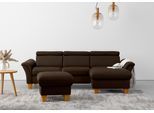 Ecksofa OTTO HOME "Lindgren L-Form", braun (mocca), B:258cm H:84cm T:169cm, 100% Polyester, Sofas, Ecksofa, wahlweise mit Bett mit klappbaren Rollen, Kasten und Kopfverstellung