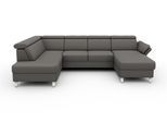 Wohnlandschaft SIT & MORE "Vincenzo U-Form", grau, B:317cm H:84cm T:93cm, Sofas, Wohnlandschaft, inklusive Kopfteilverstellung, optional Schlaffunktion & Bettkasten