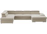 Wohnlandschaft SIT & MORE "Valantine U-Form, B: 349 cm", beige (nature), B:349cm H:73cm T:226cm, 100% Polyester, Sofas, Wohnlandschaft, mit Arm- & Kopfteilverstellung, optional mit Schlaffunktion