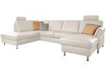 Wohnlandschaft DIE PLANBAR "PN-EM18013 U-Form, mit Kopfstützen", weiß, B:305cm H:100cm T:200cm, Sofas, Wohnlandschaft, wahlweise mit Schlaffunktion und Stauraum