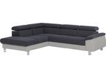 Ecksofa COTTA "Komaris L-Form, B: 249 cm", grau (argent, schwarz), B:249cm H:72cm T:100cm, Microfaser PRIMABELLE (100% Polyester);Kunstleder SOFTLUX;Feinstruktur (100% Polyester);Kunstleder SOFTLUX/Struktur (100% Polyester);NaturLEDER, Sofas, Ecksofa, mit Kopfteilverstellung, optional Schlaffunktion, Bettkasten & Licht