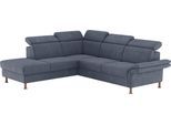 Ecksofa OTTO HOME "Calypso L-Form", grau (grau, blau), B:259cm H:85cm T:227cm, 100% Polyester, Sofas, Ecksofa, mit Relaxfunktion motorisch im Sofa 2,5- Sitzer