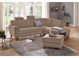 Ecksofa OTTO HOME "Alta L-Form", beige (dunkelbeige), B:250cm H:89cm T:201cm, Struktur ( 100% Polyester);Struktur fein ( 100% Polyester);Luxus-Microfaser ALTARA NUBUCK (100% Polyester), Sofas, Ecksofa, mit Federkern und Kontrastnaht, Füße Buche eichefarben