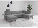 Wohnlandschaft OTTO HOME "Rochelle, U-Form", grau, B:314cm H:90cm T:195cm, 100% Polyester, Sofas, Wohnlandschaft, optional mit Armteilverstellung, mit Schlaffunktion & Bettkasten