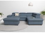 Ecksofa OTTO HOME "Alberto L-Form", blau (graublau), B:272cm H:73cm T:226cm, Luxus-Microfaser Lederoptik (100% Polyester);Luxus-Microfaser weich (9)0% Polyester / 10% Polyamid;Luxus-Microfaser Vintageoptik (100% Polyester);Microfaser Antiklederoptik (100% Polyester), Sofas, Ecksofa, mit Kopfteilverstellung, wahlweise mit Schlaffunktion