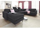 Wohnlandschaft SIT & MORE "Pablo U-Form, B: 292cm, inkl. 2 Kopfstützen", schwarz, B:292cm H:80cm T:87cm, Struktur (100% Polyester);Kunstleder SOFTLUX;Luxus-Microfaser ALTARA NUBUCK (100% Polyester), Sofas, Wohnlandschaft, wahlweise mit Schlaffunktion und Bettkasten