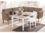 Eckbank OTTO HOME "Fehmarn", beige (dunkelbeige), B:255cm H:98cm T:210cm, Strukturstoff (Zusammensetzung: 100% Polyester), Sitzbänke, Eckbank, wahlweise langer Schenkel links oder rechts