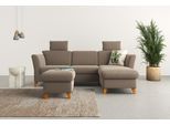 Ecksofa HOME AFFAIRE "Trelleborg L-Form", beige (dunkelbeige), B:249cm H:86cm T:162cm, 100% Polyester, Sofas, Ecksofa, Federkern-Polsterung, wahlweise mit Schlaffunktion und Bettkasten