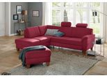 Ecksofa OTTO HOME "Alta L-Form", rot (bordeaux), B:250cm H:89cm T:201cm, Struktur ( 100% Polyester);Struktur fein ( 100% Polyester);Luxus-Microfaser ALTARA NUBUCK (100% Polyester), Sofas, Ecksofa, mit Federkern und Kontrastnaht, Füße Buche eichefarben