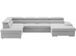 Wohnlandschaft SIT & MORE "Valantine U-Form, B: 349 cm", grau (steel), B:349cm H:73cm T:226cm, 100% Polyester, Sofas, Wohnlandschaft, mit Arm- & Kopfteilverstellung, optional mit Schlaffunktion