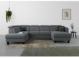 Wohnlandschaft SIT & MORE "Belluci U-Form", grau, B:321cm H:85cm T:195cm, Sofas, Wohnlandschaft, Kopfteilverstellung und Federkern, wahlweise mit Schlaffunktion