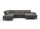 Wohnlandschaft SIT & MORE "Cabrio U-Form, B: 359 cm, mit Sitztiefen-, Arm- & Kopfteilverstellung", braun (schlamm), B:359cm H:87cm T:230cm, 100% Polyester, Sofas, Wohnlandschaft, 3 Nierenkissen, Federkern, optional Schlaffunktion und Stauraum