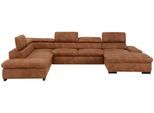 Wohnlandschaft OTTO HOME "Alberto U-Form, B: 350cm, auch in Leder", braun (cognac), B:350cm H:73cm T:228cm, 100% Polyester;Microfaser in Antiklederoptik (100% Polyester);Luxus-Microfaser Vintageoptik (100% Polyester);Luxus-Microfaser weich (90%Polyester 10%Polyamid), Sofas, Wohnlandschaft, mit Kopfteilverstellung, wahlweise mit Schlaffunktion
