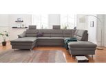 Wohnlandschaft SIT & MORE "Cardoso U-Form", grau, B:324cm H:90cm T:90cm, Luxus-Microfaser 1 (100% Polyester);Luxus-Microfaser 2 (100% Polyester);Luxus-Microfaser ALTARA NUBUCK (100% Polyester), Sofas, Wohnlandschaft, mit Federkern und Kopfstützen, mit Schlaffunktion und Relaxfunktion