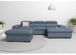 Ecksofa OTTO HOME "Alberto L-Form", blau (graublau), B:286cm H:73cm T:174cm, Luxus-Microfaser Lederoptik (100% Polyester);Luxus-Microfaser ALTARA NUBUCK (100% Polyester);Luxus-Microfaser weich (90% Polyester, 10% Polyamid);Microfaser Antiklederoptik, Sofas, Ecksofa, mit Kopfteilverstellung, wahlweise mit Schlaffunktion