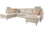 Wohnlandschaft DIE PLANBAR "PN-EM18013 U-Form, mit Kopfstützen", beige (ecru), B:305cm H:100cm T:200cm, Sofas, Wohnlandschaft, wahlweise mit Schlaffunktion und Stauraum