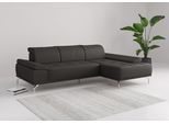 Ecksofa OTTO HOME "Caluna, L-Form, B:280cm, Federkern, in Stoff und Leder", grau (antrazit), B:280cm H:81cm T:174cm, Sofas, Ecksofa, Inkl.Sitztiefenverstellung, wahlweise mit Kopf- und Armteilverstellung