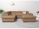 Ecksofa OTTO HOME "Alberto L-Form", braun (cappucino), B:272cm H:73cm T:226cm, Luxus-Microfaser Lederoptik (100% Polyester);Luxus-Microfaser weich (9)0% Polyester / 10% Polyamid;Luxus-Microfaser Vintageoptik (100% Polyester);Microfaser Antiklederoptik (100% Polyester), Sofas, Ecksofa, mit Kopfteilverstellung, wahlweise mit Schlaffunktion
