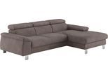 Ecksofa COTTA "Komaris L-Form, B: 244 cm", grau, B:244cm H:72cm T:166cm, 94% POLYESTER (PES) 6%POLYAMID (PA), Sofas, Ecksofa, mit Kopfteilverstellung, optional Schlaffunktion, Bettkasten & Licht
