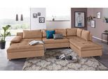 Wohnlandschaft OTTO HOME "Labene U-Form", braun (nuss), B:346cm H:82cm T:90cm, Struktur fein (95% Polyester, 5% Polyamid);Luxus-Microfaser ALTARA NUBUCK (100% Polyester);Kunstleder SOFTLUX / Struktur (100% Polyester);Struktur (100% Polyester), Sofas, Wohnlandschaft, wahlweise mit Schlaffunktion und Bettkasten