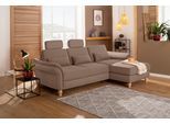Ecksofa HOME AFFAIRE "Palace L-Form", braun (hellbraun), B:266cm H:89cm T:164cm, Struktur fein (100% Polyester);Struktur (100% Polyester);Luxus-Microfaser Lederoptik (100% Polyester), Sofas, Ecksofa, incl. Sitztiefenverstellung, wahlweise mit Schlaffunktion und Stauraum