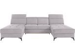 Wohnlandschaft OTTO HOME "Cardiz U-Form", silber, B:296cm H:83cm T:173cm, Webstoff (100% Polyester);Luxus-Microfaser Paris (90% Polyester/10% Polyamid);Struktur fein (100% Polyester);Samtoptik (100% Polyester), Sofas, Wohnlandschaft, inkl.Kopfteilverstellung und Federkern wahlweise mit Schlaffunktion