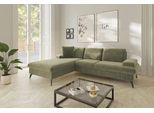 Ecksofa SIT & MORE "Morris Jubi L-Form, B: 247 cm", grün (hellgrün), B:247cm H:83cm T:171cm, 100% Polyester, Sofas, Ecksofa, mit Armteilfunktion & 1 Zierkissen, optional Schlaffunktion