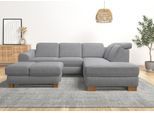 Ecksofa HOME AFFAIRE "Dundee L-Form", grau (steel), B:263cm H:86cm T:219cm, Flachgewebe 100% Polyester, Sofas, Ecksofa, wahlweise mit Kopfteilverstellung und zusätzlich mit Schlaffunktion