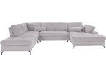 Wohnlandschaft OTTO HOME "Costello U-Form, B: 363 cm mit Sitztiefen- & Armteilverstellung", silber, B:363cm H:89cm T:223cm, 100% Polyester;Samtoptik (100% Polyester), Sofas, Wohnlandschaft, optional Schlaffunktion & Bettkasten
