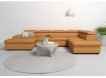 Wohnlandschaft OTTO HOME "Alberto U-Form, B: 350 cm, mit Kopfteilverstellung, XXL-Sofa", gelb (curry), B:350cm H:73cm T:228cm, Luxus-Microfaser in Lederoptik (100% Polyester);Microfaser in Antiklederoptik (100% Polyester);Luxus-Microfaser Vintageoptik (100% Polyester);Luxus-Microfaser weich (90%Polyester 10%Polyamid), Sofas, Wohnlandschaft, optional mit Schlaffunktion, Couch mit Lederoption