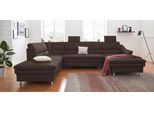 Wohnlandschaft SIT & MORE "Cardoso U-Form", braun (dunkelbraun), B:324cm H:90cm T:90cm, Luxus-Microfaser 1 (100% Polyester);Luxus-Microfaser 2 (100% Polyester);Luxus-Microfaser ALTARA NUBUCK (100% Polyester), Sofas, Wohnlandschaft, mit Federkern und Kopfstützen, mit Schlaffunktion und Relaxfunktion