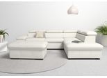 Ecksofa OTTO HOME "Alberto L-Form", weiß (altweiß), B:272cm H:73cm T:226cm, Luxus-Microfaser Lederoptik (100% Polyester);Luxus-Microfaser weich (9)0% Polyester / 10% Polyamid;Luxus-Microfaser Vintageoptik (100% Polyester);Microfaser Antiklederoptik (100% Polyester), Sofas, Ecksofa, mit Kopfteilverstellung, wahlweise mit Schlaffunktion